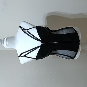 Body Rage Mesh and Faux Leather Corset